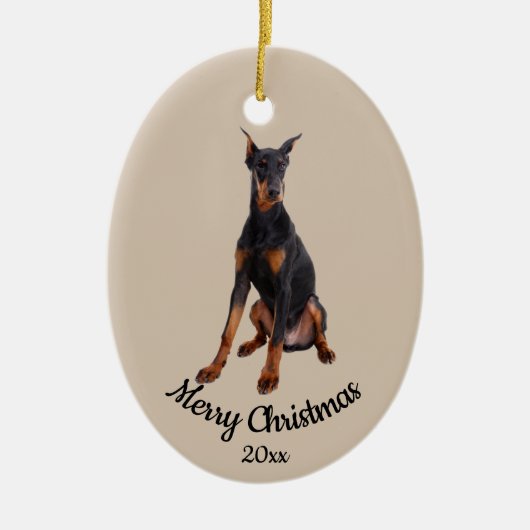 Ded Custom Foto Christmas Doberman Dog Pet Keramik Ornament (Vorne)