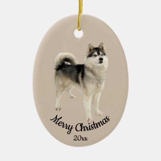 Ded Custom Foto Christmas Husky Malemute Dog Keramik Ornament (Vorne)