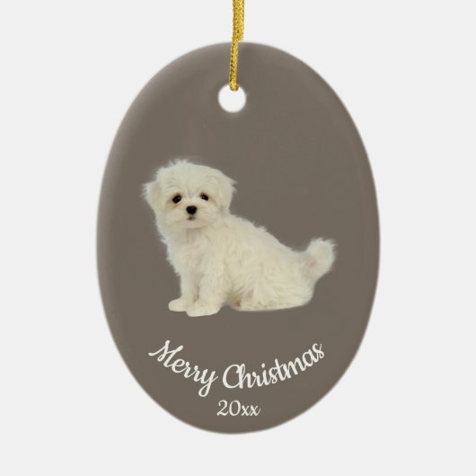 Ded Custom Foto Weihnachten Malteser Hund Haustier Keramik Ornament (Vorne)