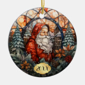 Ded Custom Santa Stared Glass Weihnachten Keramik Ornament (Vorne)