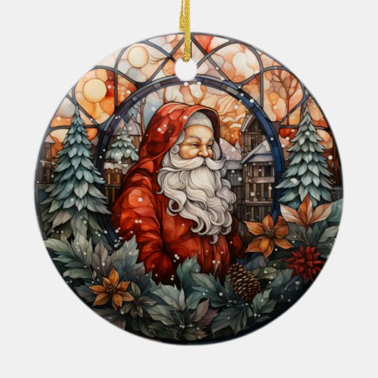 Ded Custom Santa Stared Glass Weihnachten Keramik Ornament (Hinten)