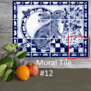 Dedham Blau Weiß Kaninchen Hase Wandbild Fliese #