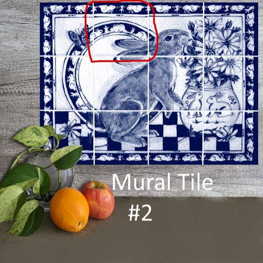 Dedham Blau Weiß Kaninchen Hase Wandbild Fliese #