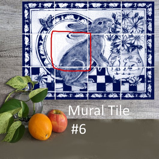 Dedham Blau Weiß Kaninchen Hase Wandbild Fliese #