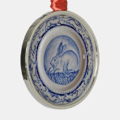 "Dedham Blue" Rabbit Blue & White Plate Ornament (Rechts)
