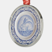 "Dedham Blue" Rabbit Blue & White Plate Ornament (Links)