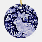 Dedham Blue Rabbit, Classic Blue & White Custom Keramik Ornament (Vorne)