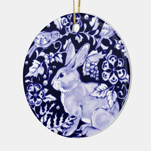 Dedham Blue Rabbit, Classic Blue & White Custom Keramik Ornament (Links)