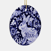 Dedham Blue Rabbit, Classic Blue & White Dated Keramik Ornament (Rechts)