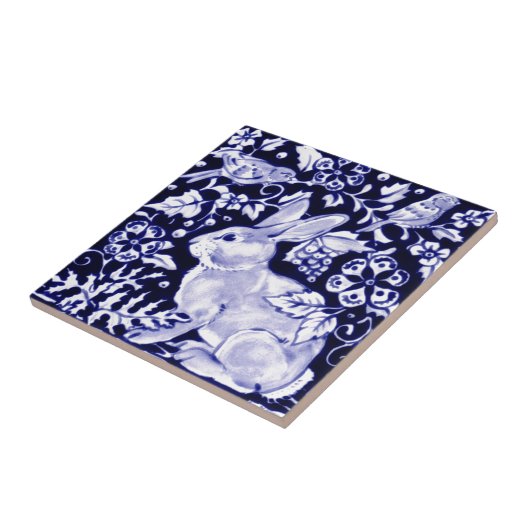 Dedham Blue Rabbit, Classic Blue & White Design Fliese (Seite)
