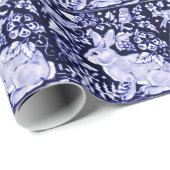 Dedham Blue Rabbit, Classic Blue & White Design Geschenkpapier (Rolleneckpunkt)