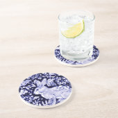 Dedham Blue Rabbit, Classic Blue & White Design Getränkeuntersetzer (Seite)