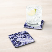 Dedham Blue Rabbit, Classic Blue & White Design Getränkeuntersetzer (Rechte Seite)