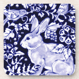 Dedham Blue Rabbit, Classic Blue & White Design Getränkeuntersetzer