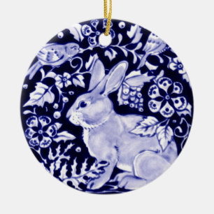 Dedham Blue Rabbit, Classic Blue & White Design Keramik Ornament