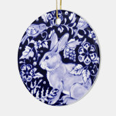 Dedham Blue Rabbit, Classic Blue & White Design Keramik Ornament (Links)