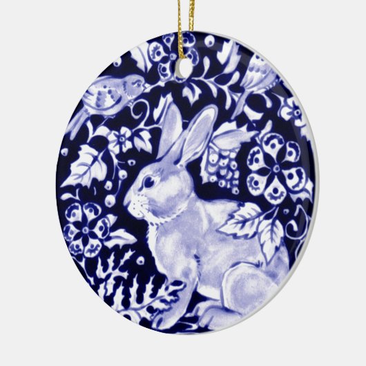 Dedham Blue Rabbit, Classic Blue & White Design Keramik Ornament (Links)