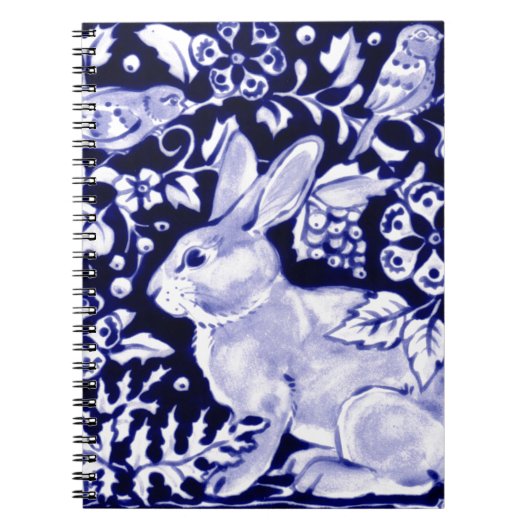 Dedham Blue Rabbit, Classic Blue & White Design Notizblock (Vorderseite)