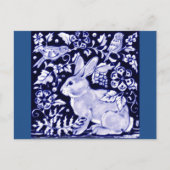 Dedham Blue Rabbit, Classic Blue & White Design Postkarte (Vorderseite)