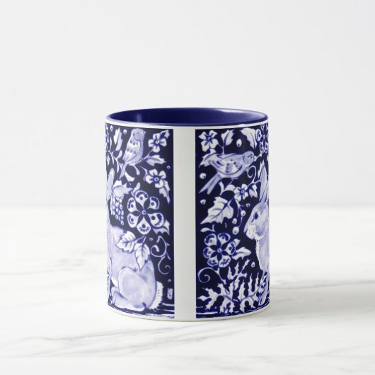 Dedham Blue Rabbit, Classic Blue & White Design Tasse (Zentrum)