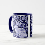 Dedham Blue Rabbit, Classic Blue & White Design Tasse (Vorderseite Links)
