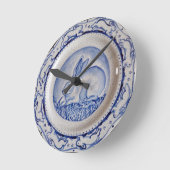 "Dedham Blue" Rabbit Design Clock, Blau & Weiß Runde Wanduhr (Winkel)