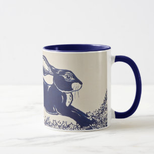 Dedham Blue Rabbit Tasse Vintage Blau und Weiß