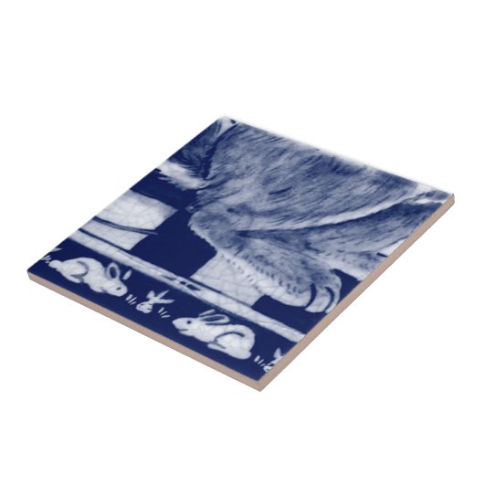 Dedham Blue White Rabbit Bunny Mural Tile # 10 Fliese (Seite)