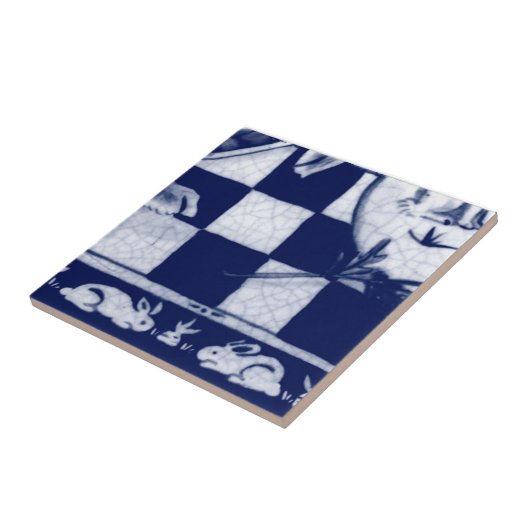 Dedham Blue White Rabbit Bunny Mural Tile # 11 Fliese (Seite)