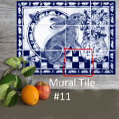 Dedham Blue White Rabbit Bunny Mural Tile # 11 Fliese