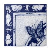 Dedham Blue White Rabbit Bunny Mural Tile # 1 Fliese (Vorderseite)