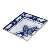 Dedham Blue White Rabbit Bunny Mural Tile # 1 Fliese (Seite)
