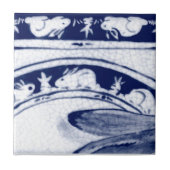 Dedham Blue White Rabbit Bunny Mural Tile # 2 Fliese (Vorderseite)