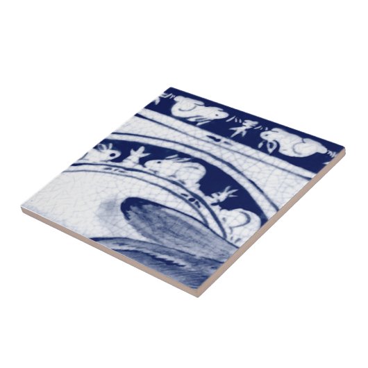 Dedham Blue White Rabbit Bunny Mural Tile # 2 Fliese (Seite)