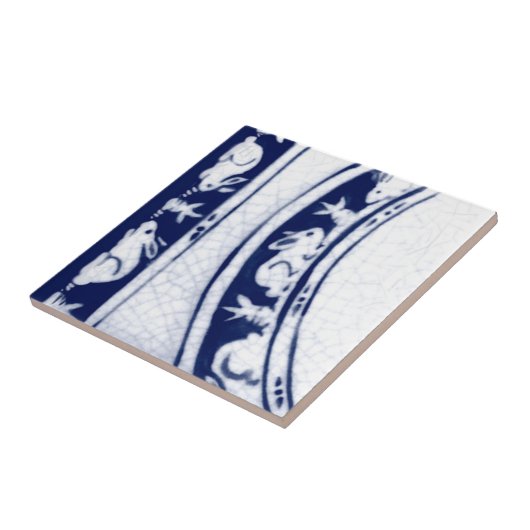 Dedham Blue White Rabbit Bunny Mural Tile # 5 Fliese (Seite)