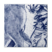 Dedham Blue White Rabbit Bunny Mural Tile # 7 Fliese (Vorderseite)