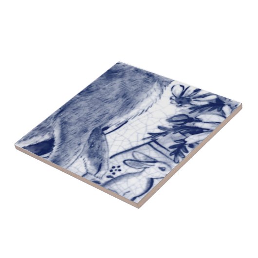 Dedham Blue White Rabbit Bunny Mural Tile # 7 Fliese (Seite)