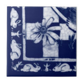 Dedham Blue White Rabbit Bunny Mural Tile # 9 Fliese (Vorderseite)