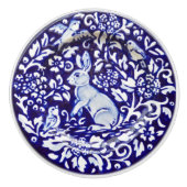Dedham Blue White Rabbit Keramik Drawer Pull Knob Keramikknauf (Vorderseite)