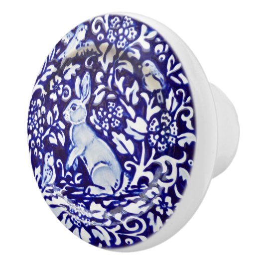Dedham Blue White Rabbit Keramik Drawer Pull Knob Keramikknauf (Rechts)