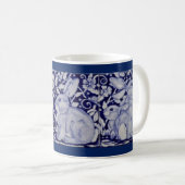 Dedham Blue & White Rabbit Keramik Tile Coffee Tas Kaffeetasse (VorderseiteRechts)