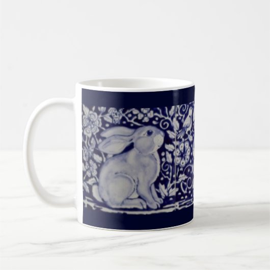 Dedham Blue & White Rabbit Keramik Tile Coffee Tas Kaffeetasse (Links)