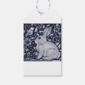 Dedham Blue & White Rabbit Keramik Tile Gift Wrap Geschenkanhänger (Vorderseite)