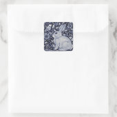 Dedham Blue & White Rabbit Keramik Tile Gift Wrap Quadratischer Aufkleber (Tasche)