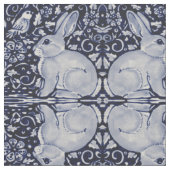 Dedham Blue & White Rabbit Keramik Tile Stoff Art (Nahaufnahme)