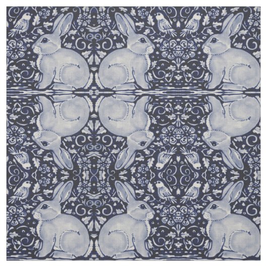 Dedham Blue & White Rabbit Keramik Tile Stoff Art (Muster)