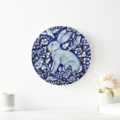 Dedham Cobalt Blue & White Rabbit Plakat Clock Bir Große Wanduhr (Zuhause)