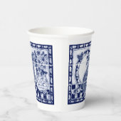 Dedham Rabbit Bunny Dark Blue Niedlich Tile Art Pappbecher (Rechts)