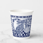 Dedham Rabbit Bunny Dark Blue Niedlich Tile Art Pappbecher (Vorderseite)