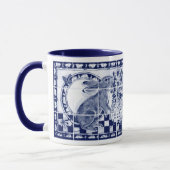 Dedham Rabbit Bunny Dark Blue Niedlich Tile Art Tasse (Links)